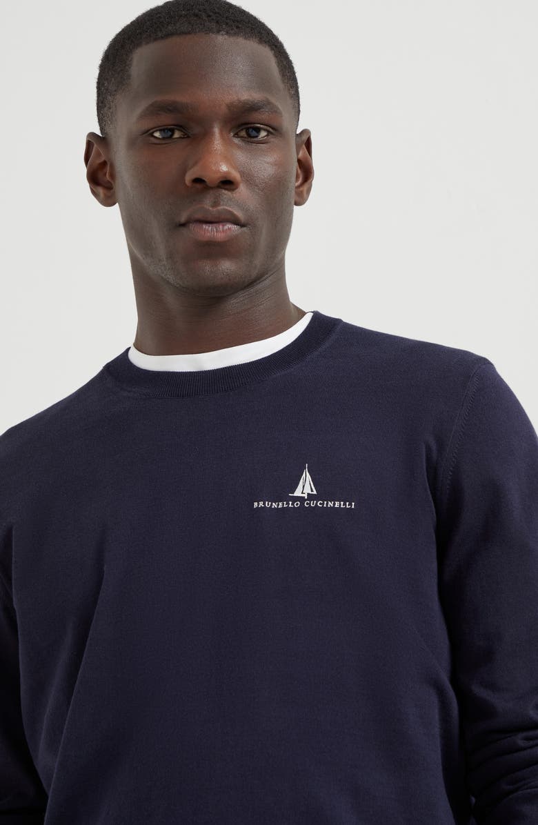 Brunello Cucinelli Lightweight sweater with embroidery, Alternate, color, 