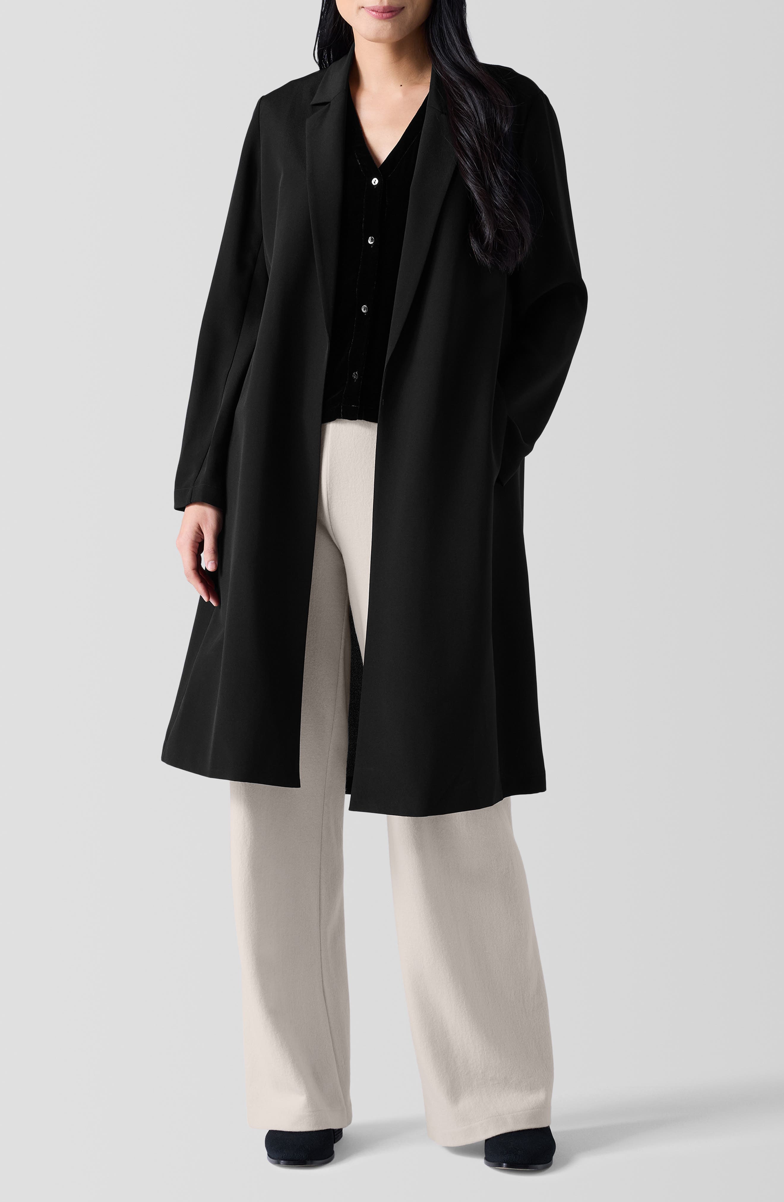 Eileen Fisher Open Front Silk Chiffon Jacket