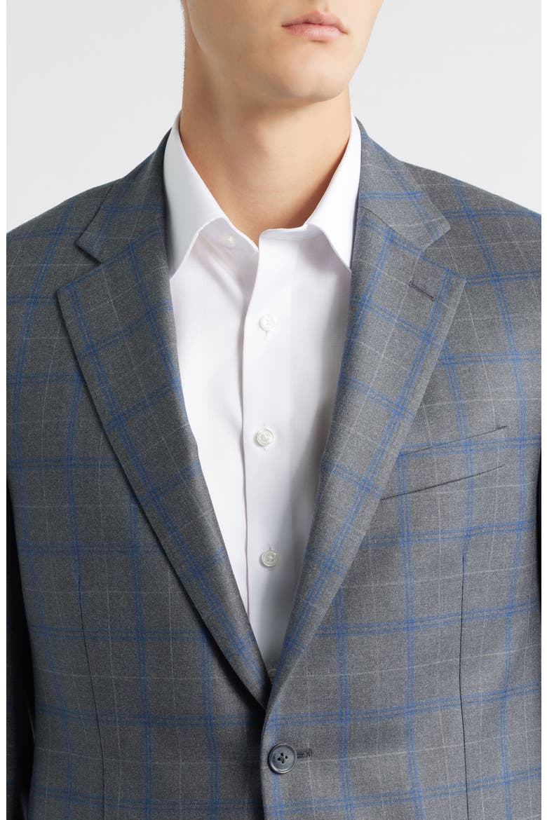 Flynn Classic Fit Grey Plaid Wool Sport Coat, Alternate, color, GREY