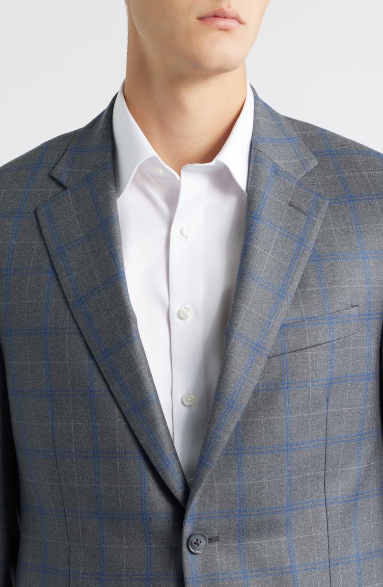 Peter Millar Flynn Classic Fit Grey Plaid Wool Sport Coat, Alternate, color, Grey