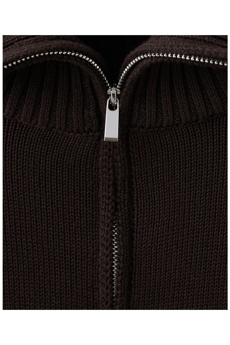 Striped Cotton Half Zip Sweater, Alternate, color, BROWN