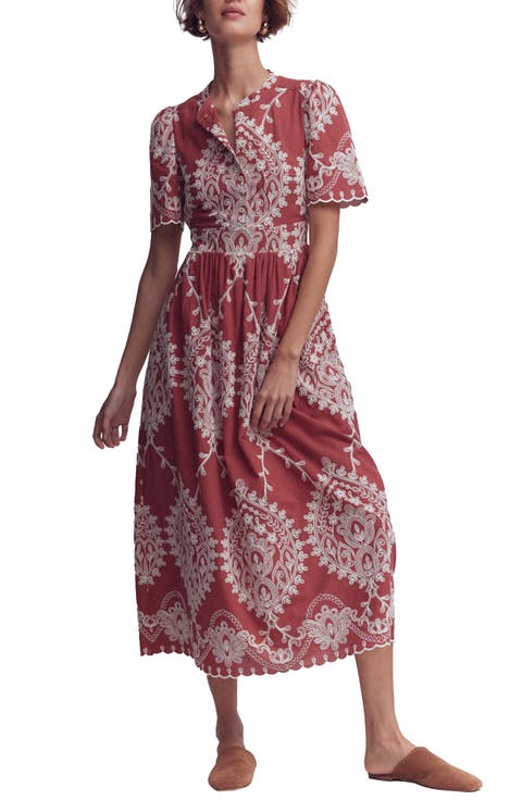 Ivy Embroidered Midi Dress