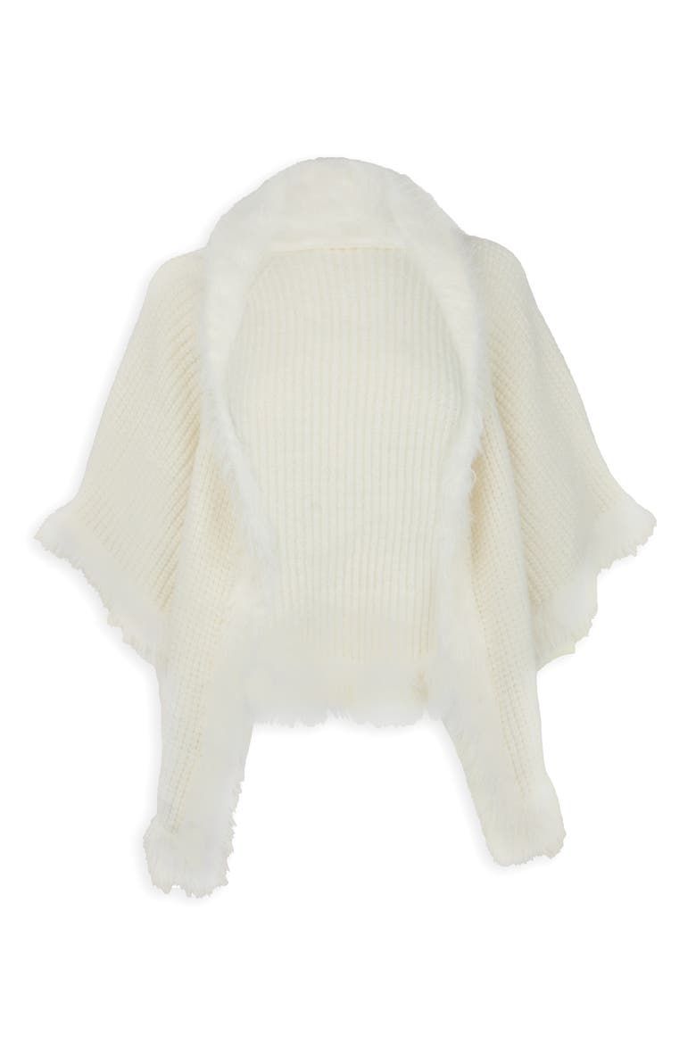 Faux Fur Trim Kimono, Main, color, WHITE