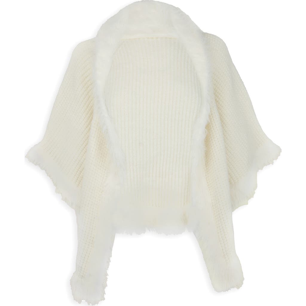 Saachi Faux Fur Trim Kimono In White