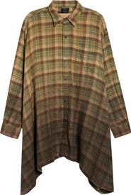 R13 Draped Front Ombre Plaid Shirt