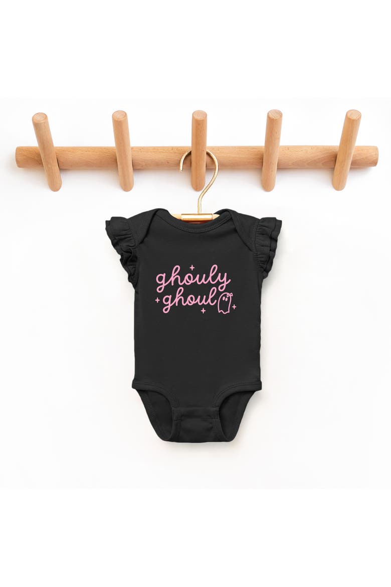 Ghouly Ghoul Infant Flutter Sleeve Bodysuit, Alternate, color, Black