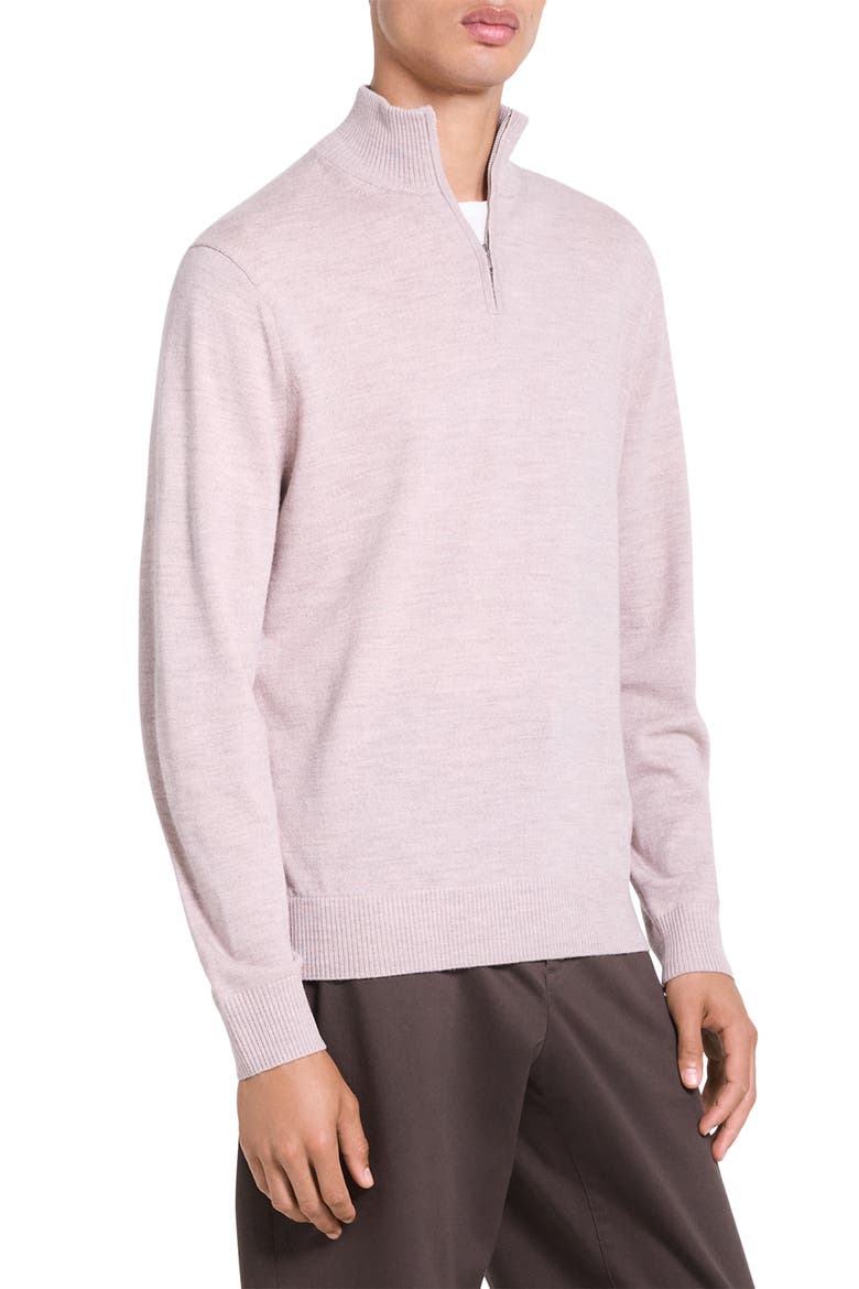 Hilles Quarter Zip Cashmere Sweater, Alternate, color, PALE CLAY MELANGE - 2YS
