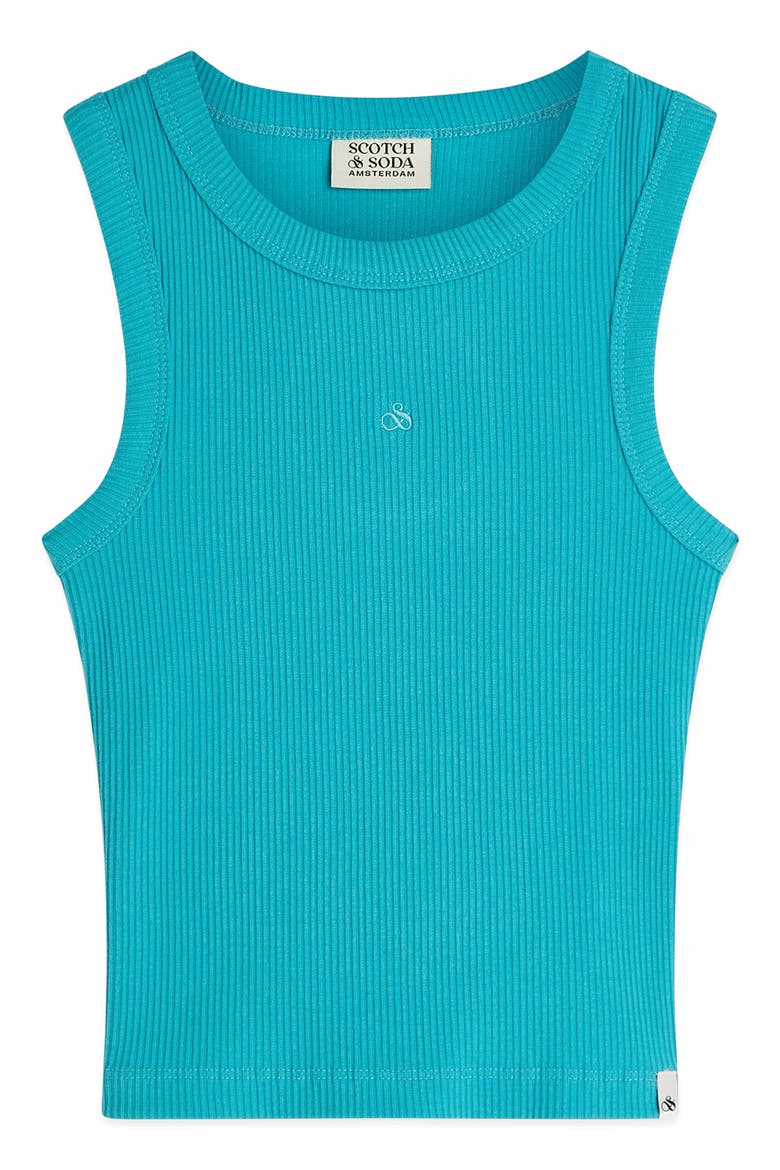 Kids' Slim Cotton Rib Tank, Main, color, TAHITIAN TEAL