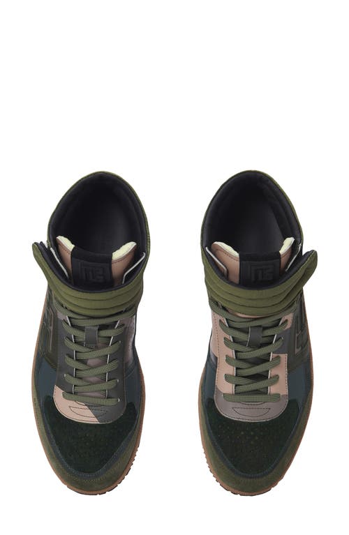 Shop Balmain Swan Mid Top Sneaker In Ubk Khaki/black