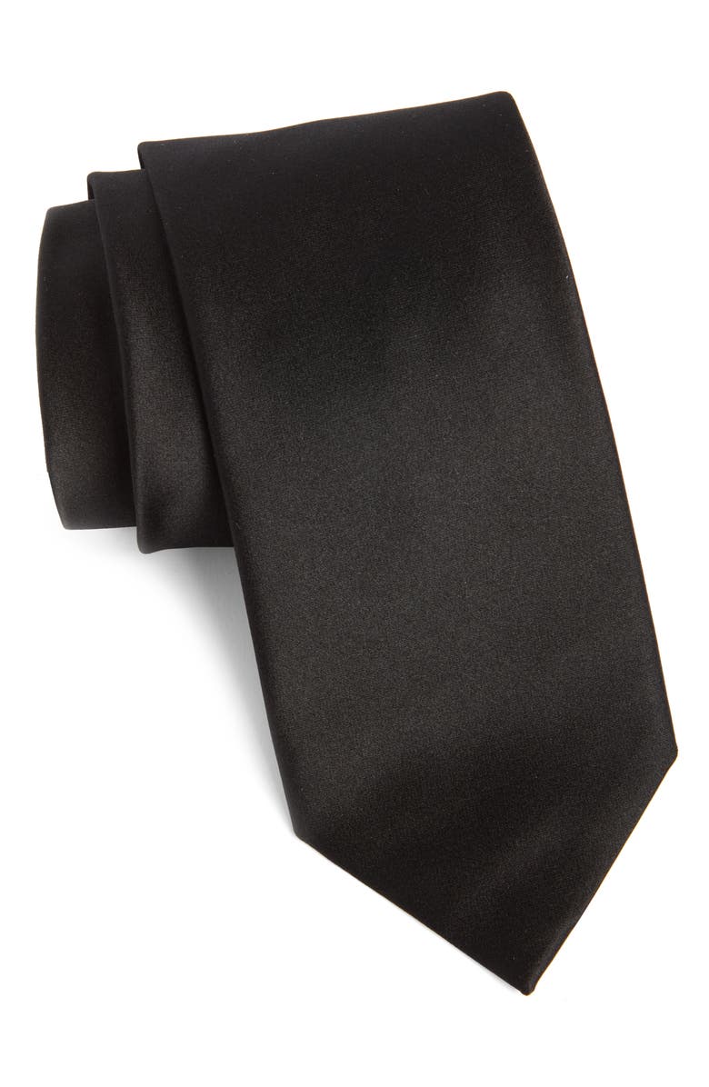 Canali Solid Silk Tie, Main, color, Black