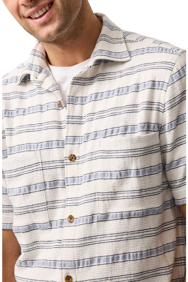 Yarrow Creek Short Sleeve Recycled Cotton Blend Button-Up Shirt, Alternate, color, ECRU