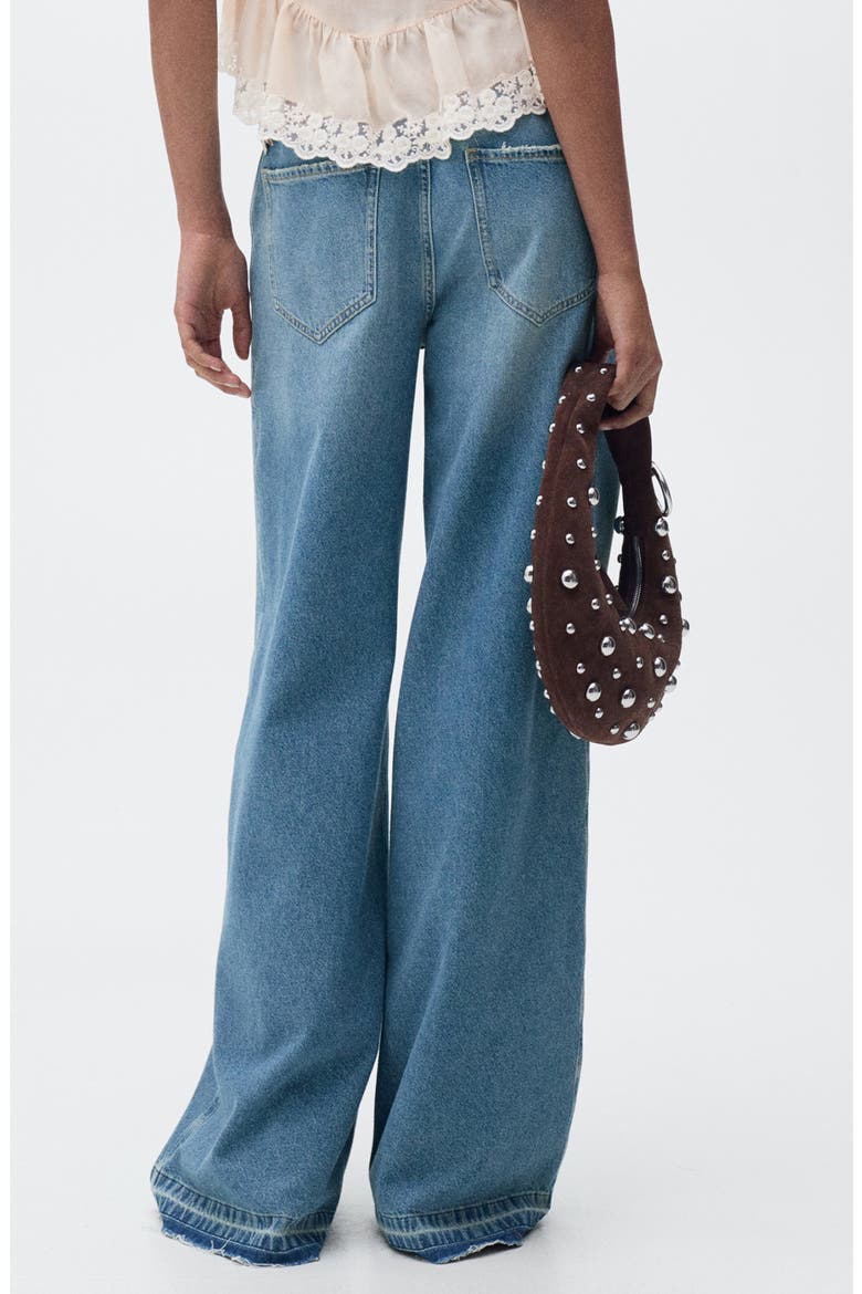 Raw Hem Wide Leg Jeans, Alternate, color, MEDIUM BLUE