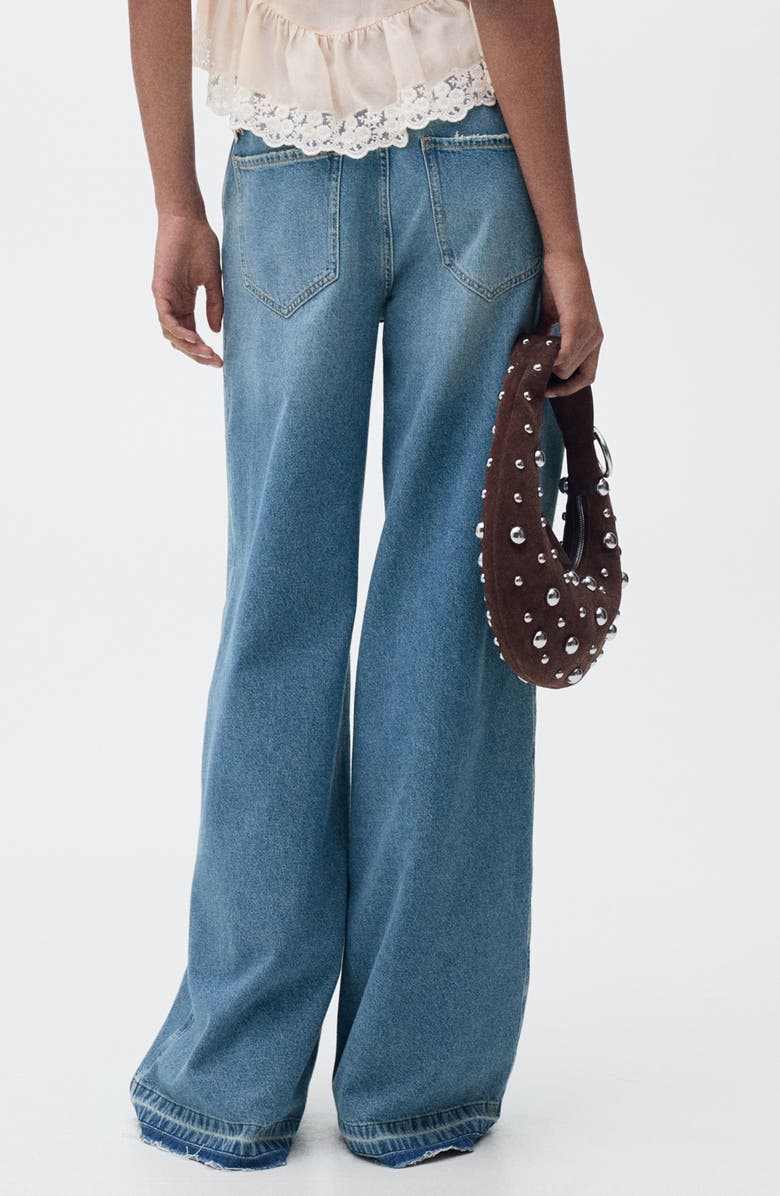 MANGO Raw Hem Wide Leg Jeans, Alternate, color, Medium Blue