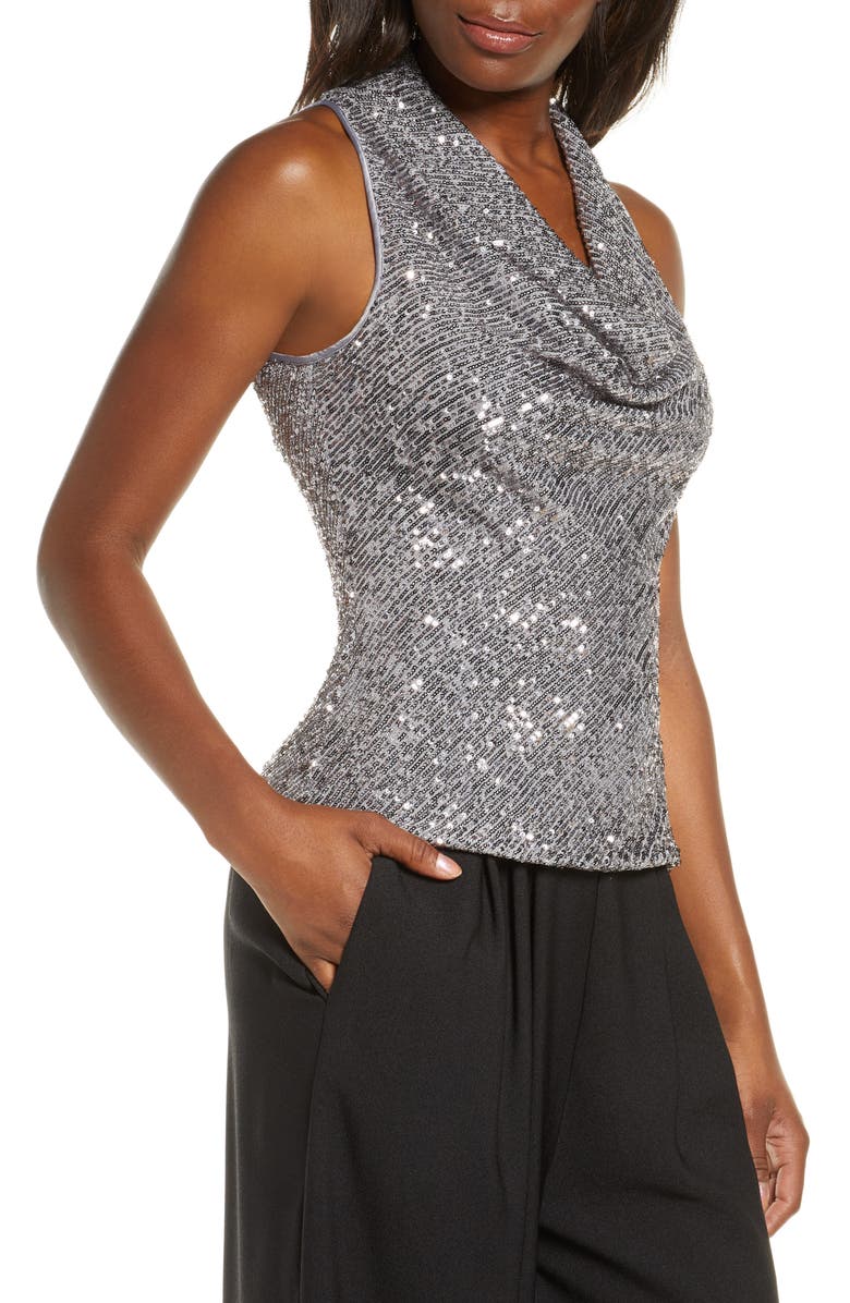 Eliza J Sequin Cowl Neck Top, Alternate, color, 