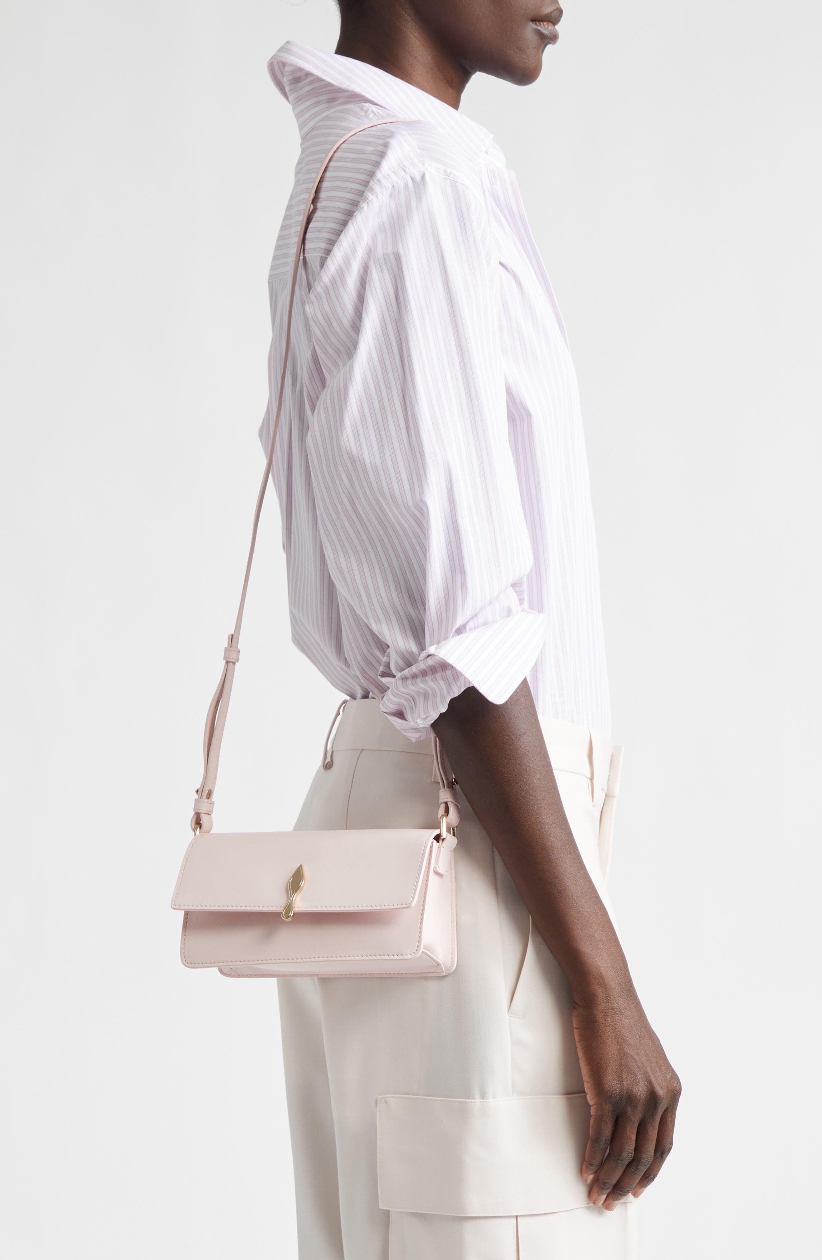 Mini Bettina Leather Crossbody Bag, Alternate, color, P648 POUPEE/ GOLD