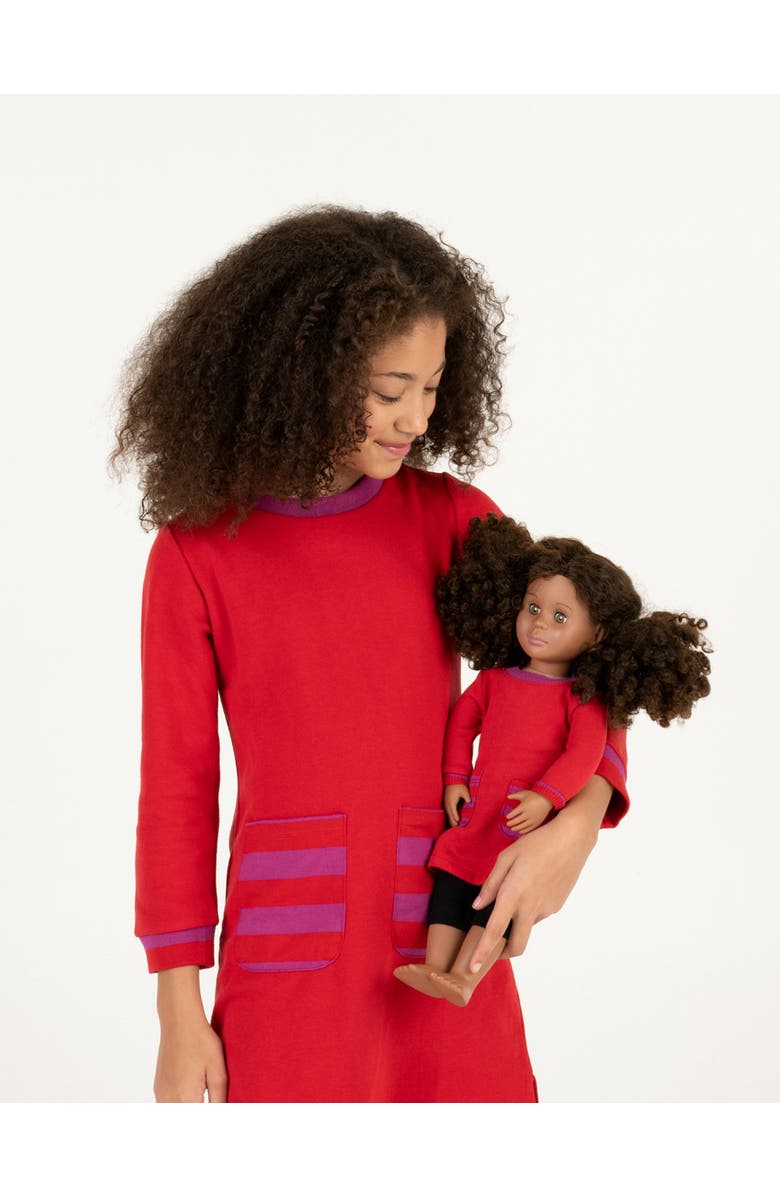 Leveret Girls Sweatshirt Dress with Matching Doll Dress, Alternate, color, Red