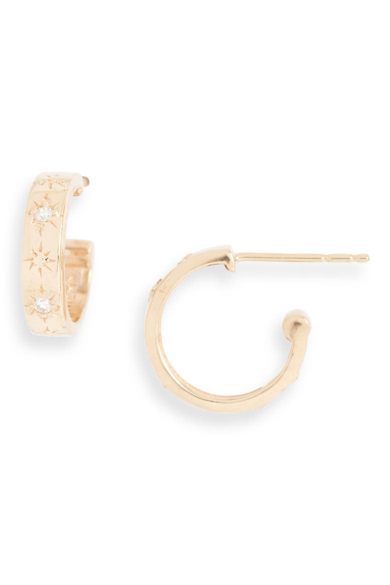Starburst Hoop Earrings, Main, color, DIAMOND