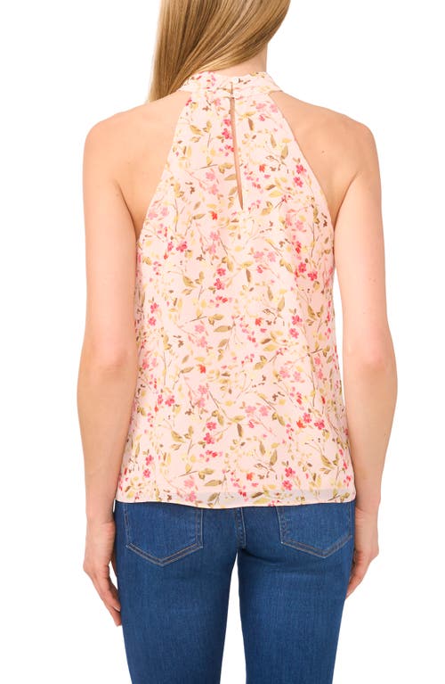 Cece Floral Halter Neck Top In Sugar Peach