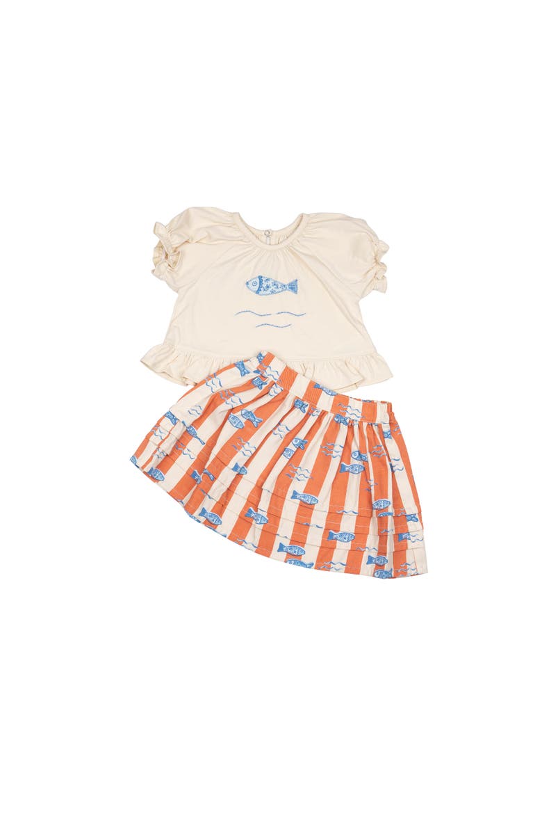 Wild Wawa S/S Ruffle Skirt Set, Main, color, Fiori Di Mare