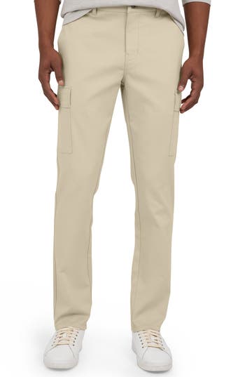 Dkny Powerstretch Flat Front Cargo Pants In Khaki
