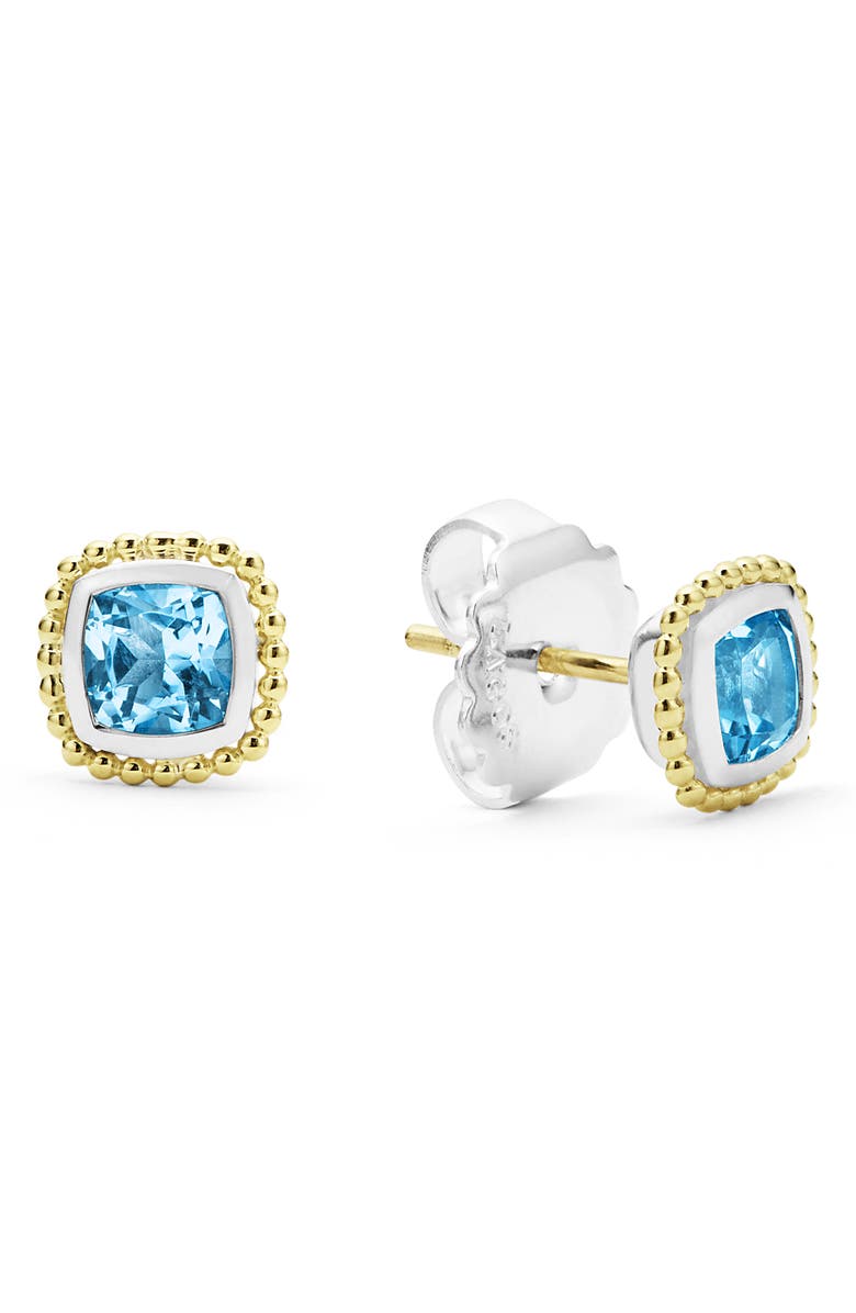 LAGOS Swiss Blue Topaz Caviar Stud Earrings, Alternate, color, 