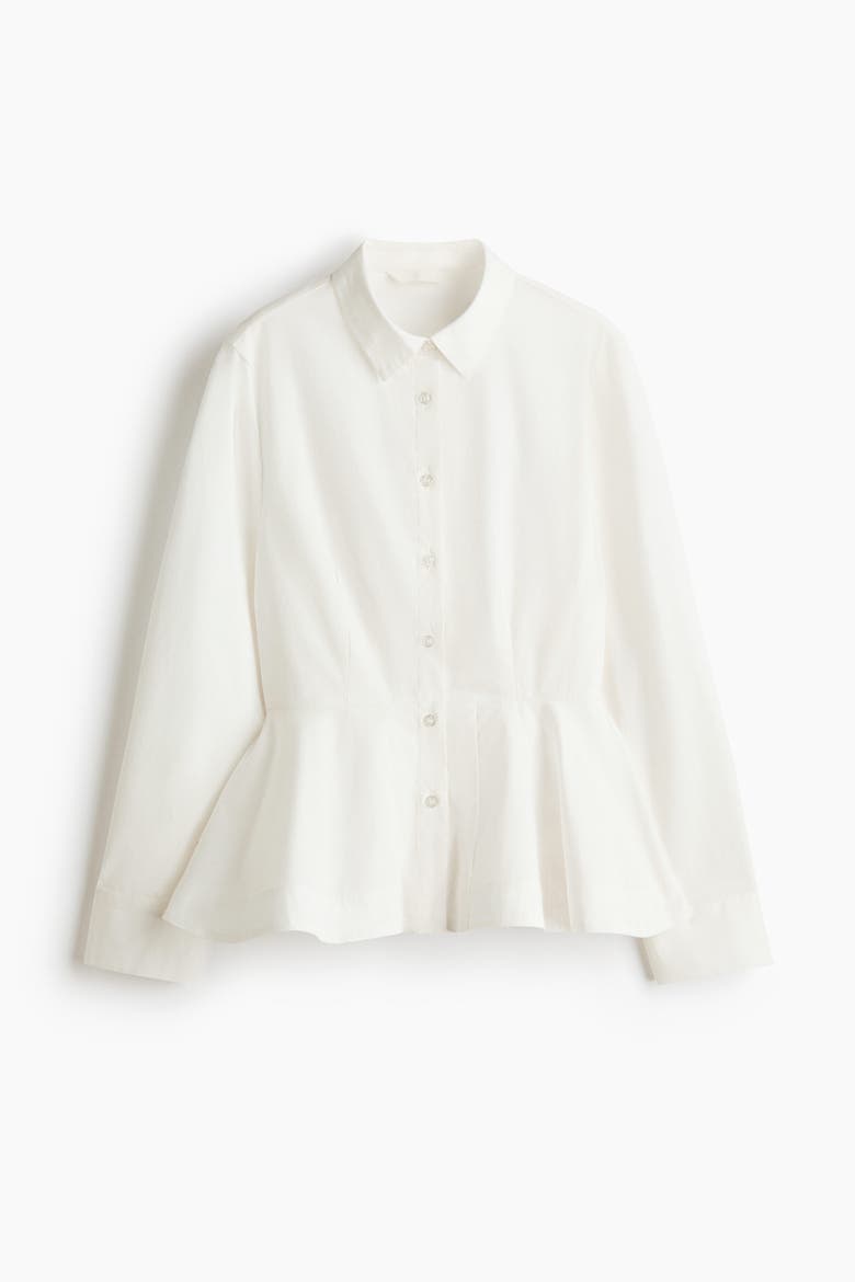 Cotton Peplum Shirt, Alternate, color, White