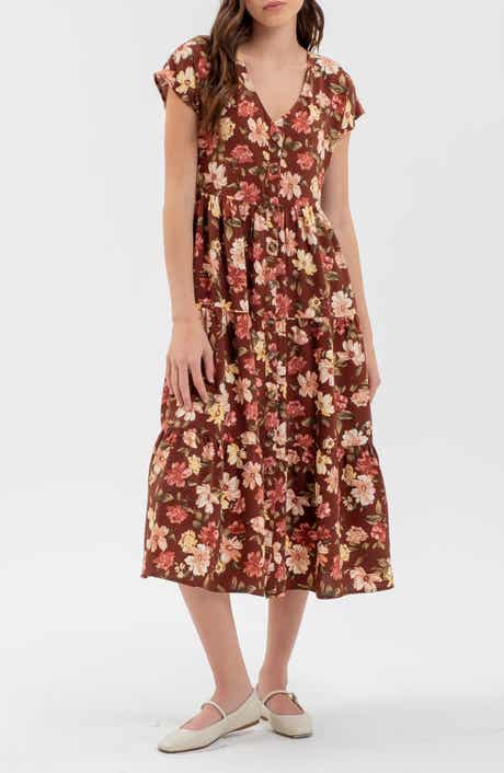 Blu Pepper Floral Button-Up Midi Dress