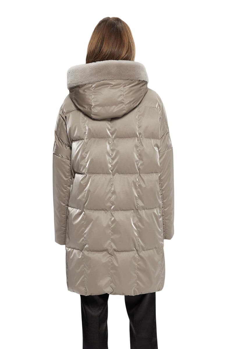 GORSKI Quilted Coat With Genuine Shearling, Alternate, color, Greige