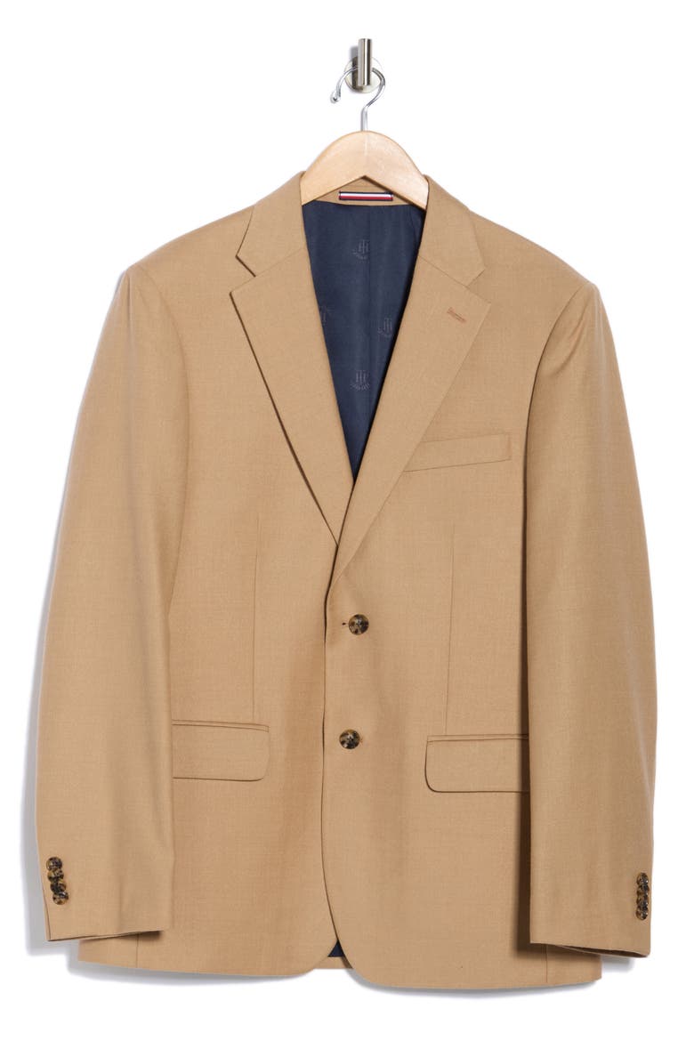 Notch Lapel Wool Twill Blazer, Alternate, color, CAMEL TWILL