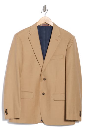 Tommy Hilfiger Notch Lapel Wool Twill Blazer In Brown