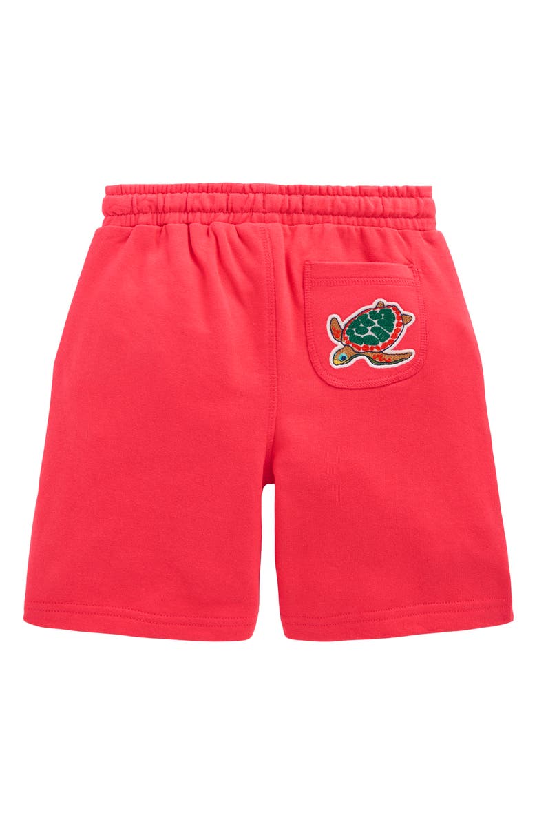 Mini Boden Kids' Superstitch Badge Drawstring Shorts, Alternate, color, Jam Red Holiday