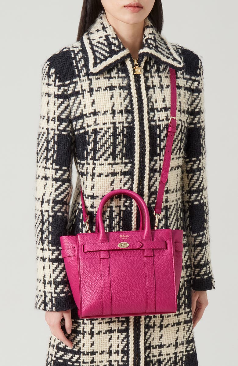 Mulberry Mini Zipped Bayswater Leather Tote, Alternate, color, Mulberry Pink