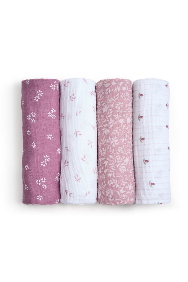 Boutique 4-Pack 100% Organic Cotton Muslin Swaddles, Main, color, Heritage Floral