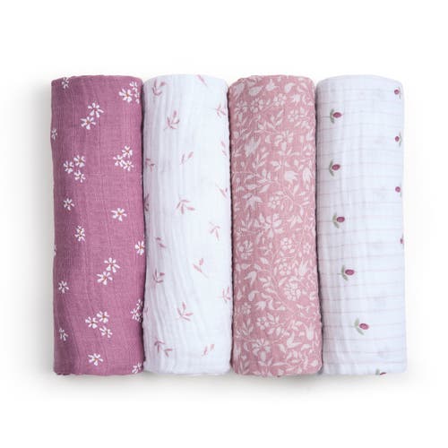 Aden + Anais 4-pack 100% Organic Cotton Muslin Swaddles In Multi