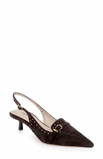 L'AGENCE Lourdes Slingback Pointed Toe Kitten Heel Pump