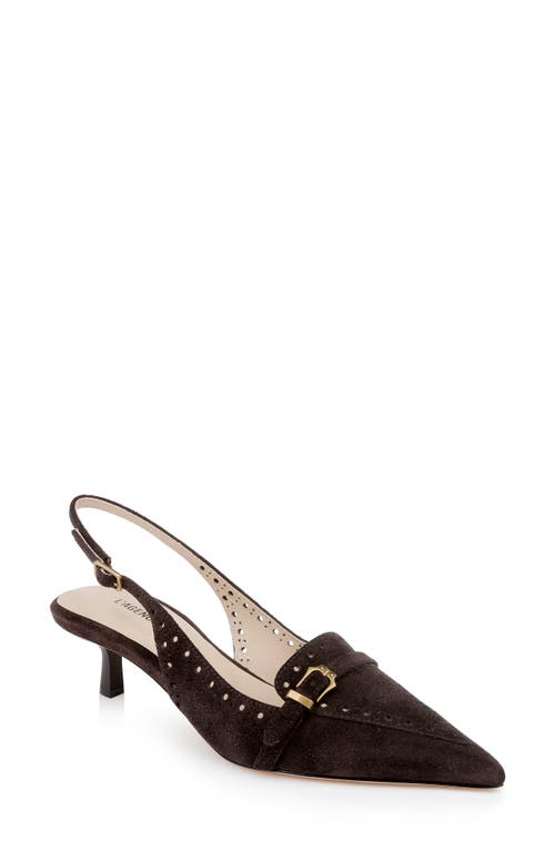 L Agence L'agence Lourdes Slingback Pointed Toe Kitten Heel Pump In Brown
