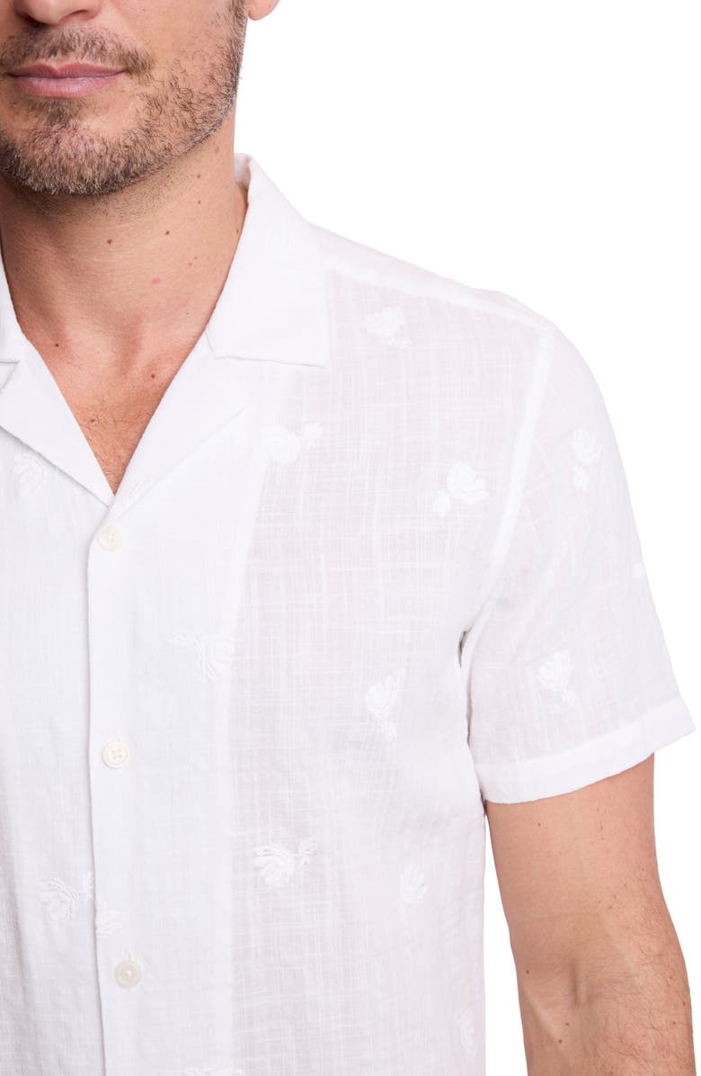 PAISLEY & GRAY Embroidered Cotton Blend Camp Shirt, Alternate, color, White Embroidered Flowers