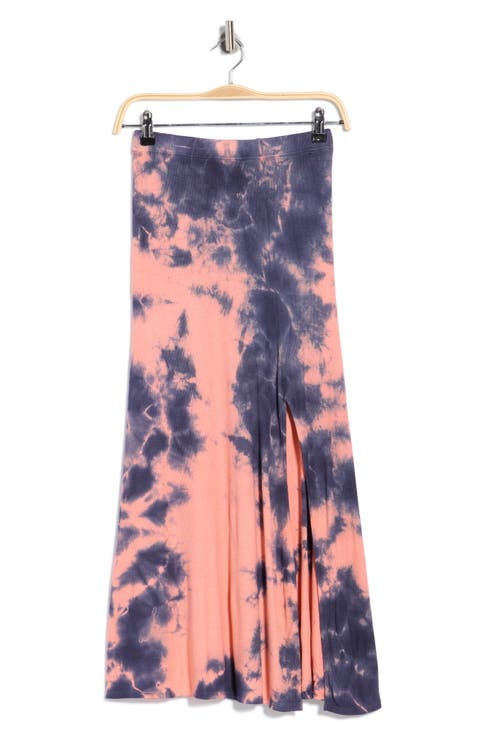 Tie Dye Slit Maxi Skirt