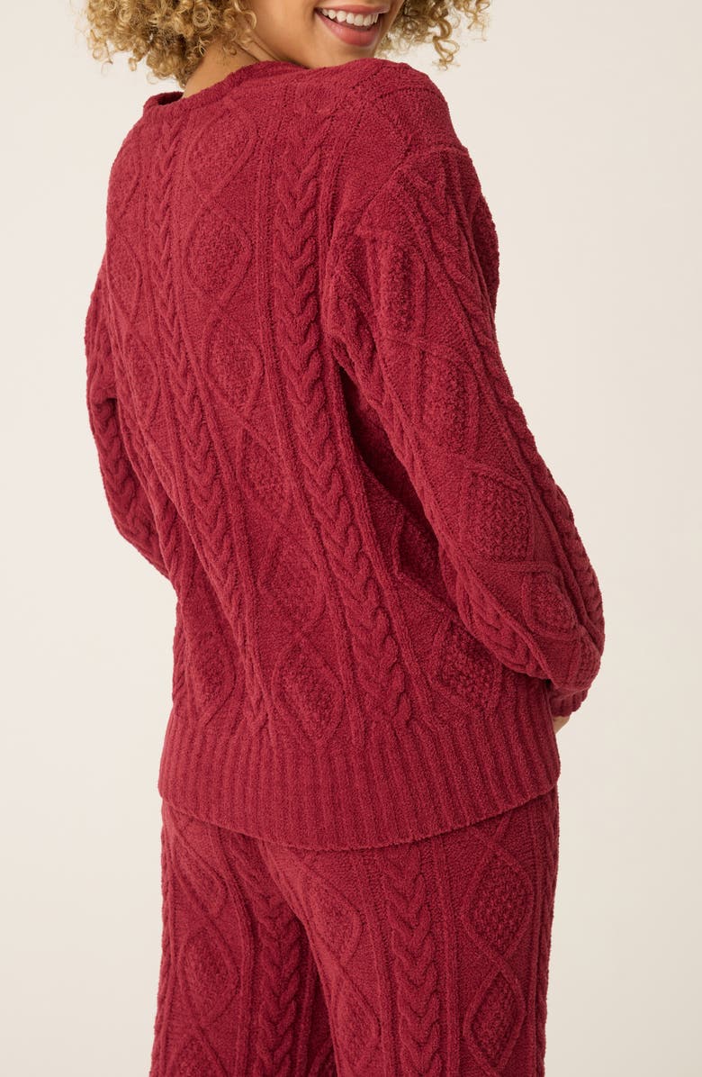 PJ Salvage Chenille Cable Knit Sweater, Alternate, color, Port