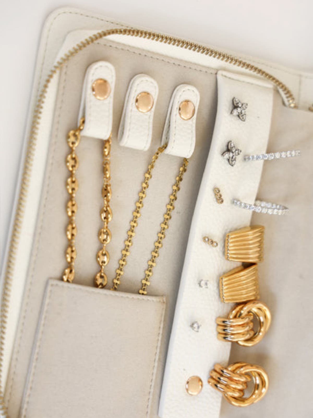 AUGUSTNOA Travel Jewelry Organizer, Alternate, color, White