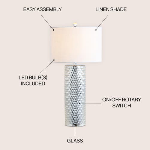 Jonathan Y Isabella 30" Glass Led Table Lamp, Silver In Silver