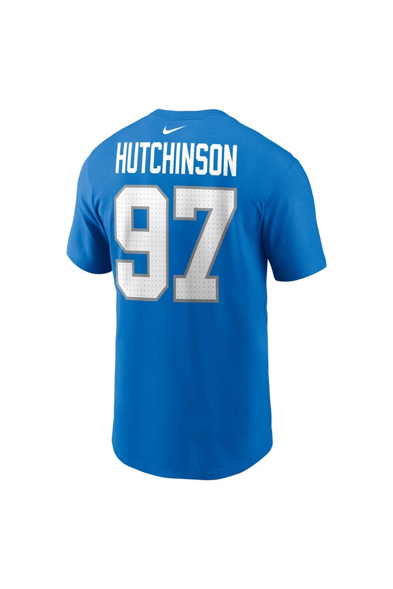 Men's Nike Aidan Hutchinson Blue Detroit Lions Name & Number T-Shirt, Alternate, color, Blue
