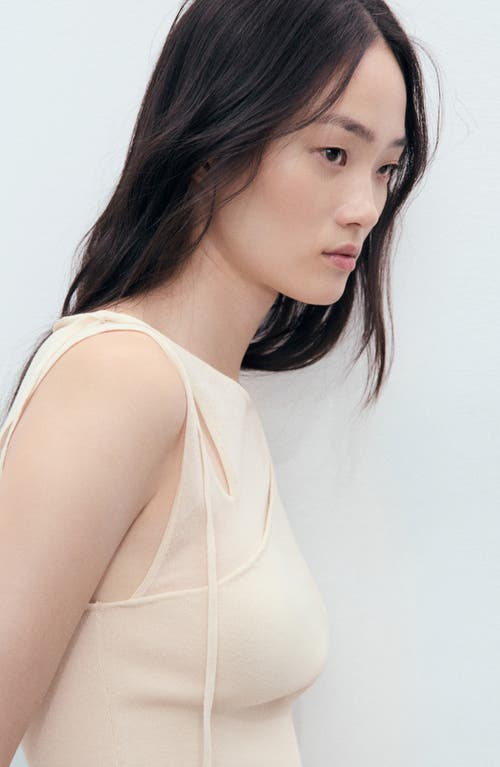 Mango Cutout Crossover Knit Top In Neutral