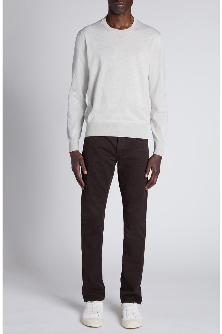 Cotton Crewneck Sweater, Alternate, color, IG030 LIGHT GREY