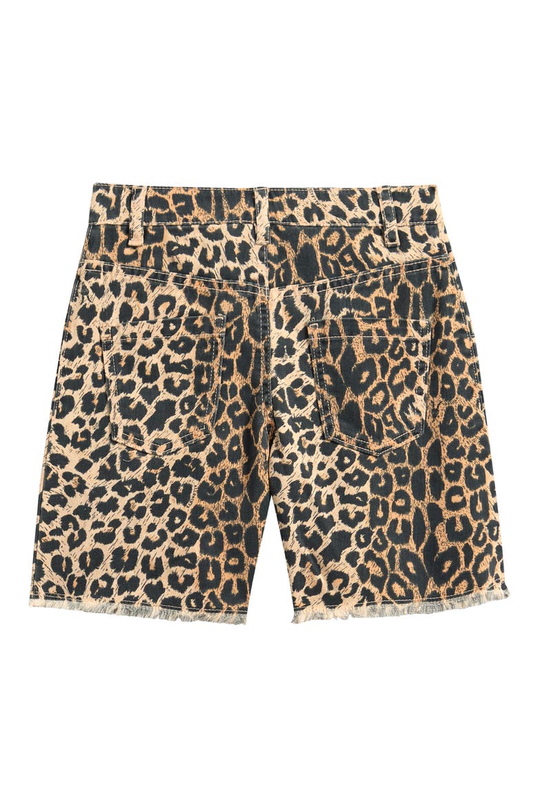 Kids' Leopard Print Denim Shorts, Alternate, color, BROWN