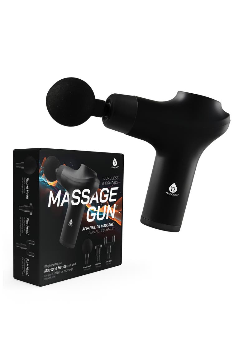 3-Speed Massage Gun, Alternate, color, BLACK