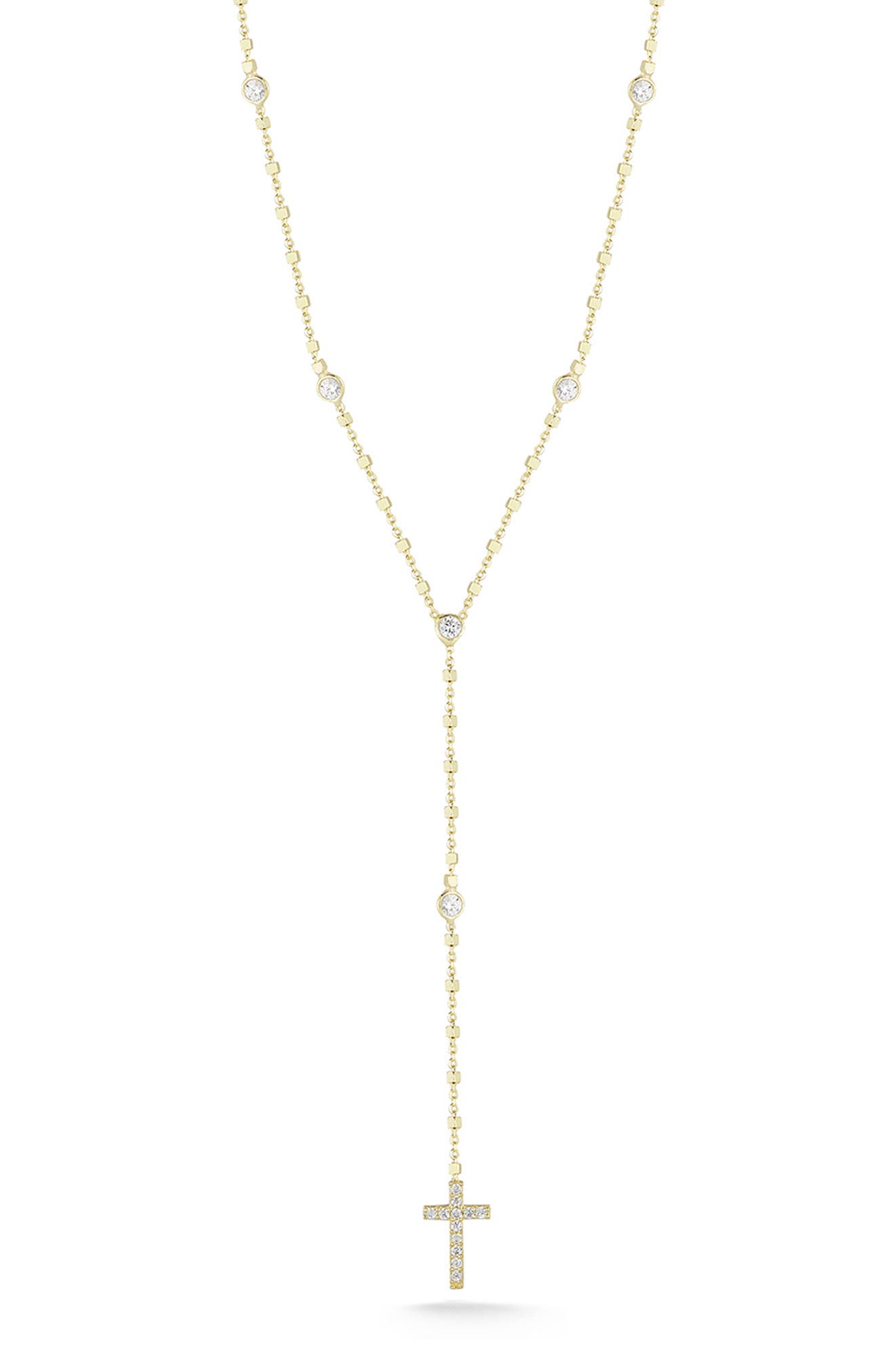 GLAZE JEWELRY 14K Gold Plated Silver Cross Lariat Necklace