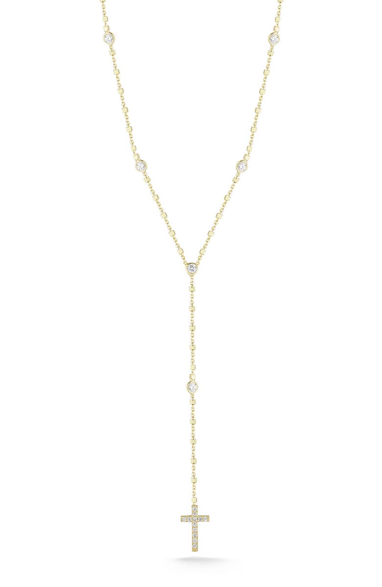 GLAZE JEWELRY 14K Gold Plated Silver Cross Lariat Necklace, Main, color, 