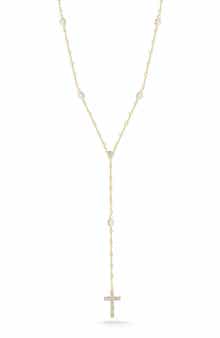 GLAZE JEWELRY 14K Gold Plated Silver Cross Lariat Necklace