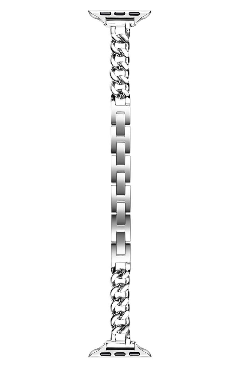 The Posh Tech Nikki Stainless Steel Apple Watch<sup>®</sup> Watchband, Main, color, Silver